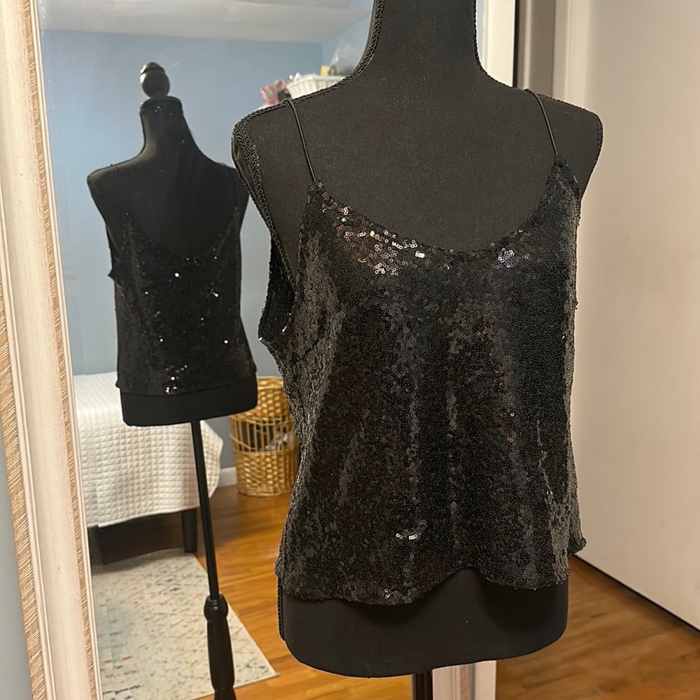 BLACK SEQUIN TANK SIZE M